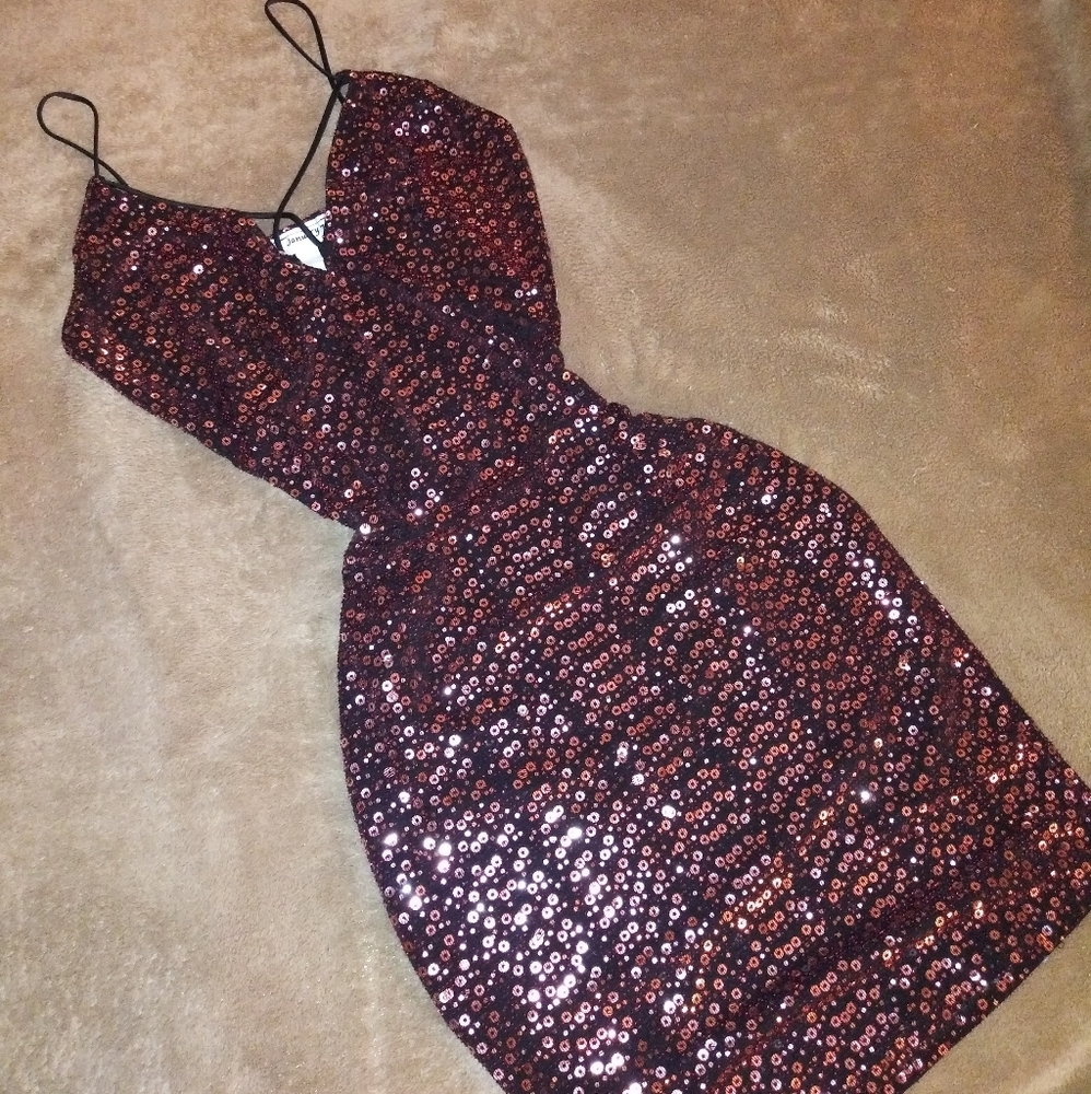 Red and black sequence dress